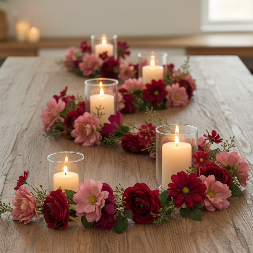 Garland of Dahlias and Daisies