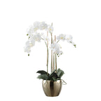 Large Artificial Orchid Arrangement with Gold Vase