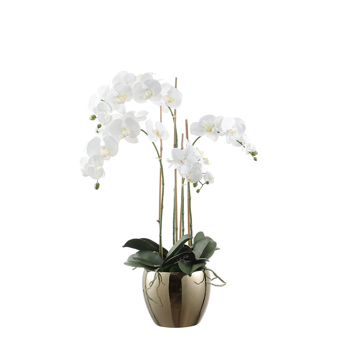 Large Artificial Orchid Arrangement with Gold Vase