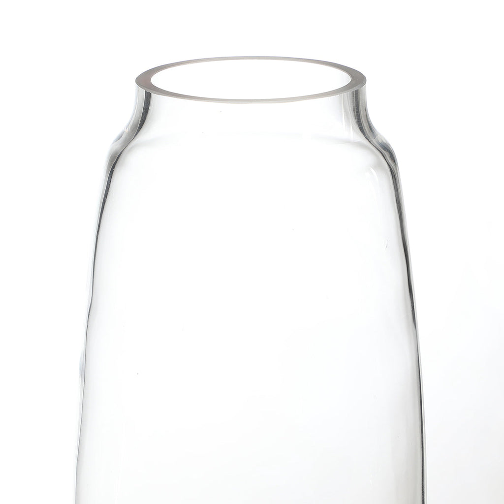 Elongated transparent vase