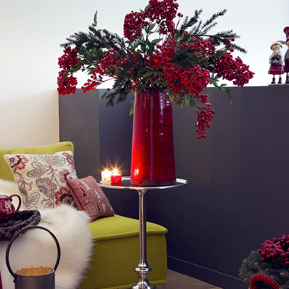 Frosted Christmas Pine Branch