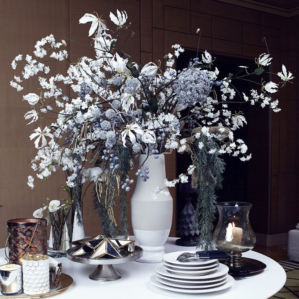 Frosted and Drooping Christmas Pine Branch