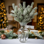 Snow-covered pine branch