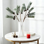 Snow-covered pine branch