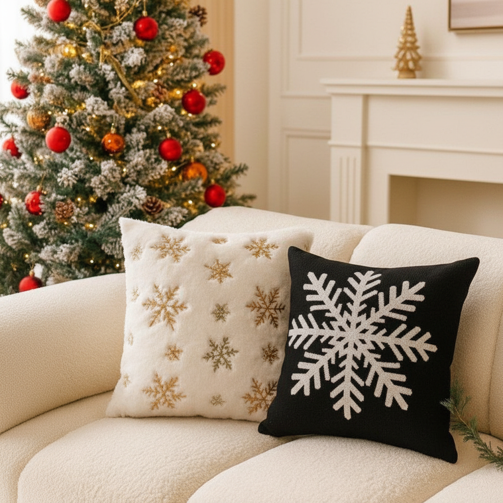 Christmas Snowflake Cushion Cover