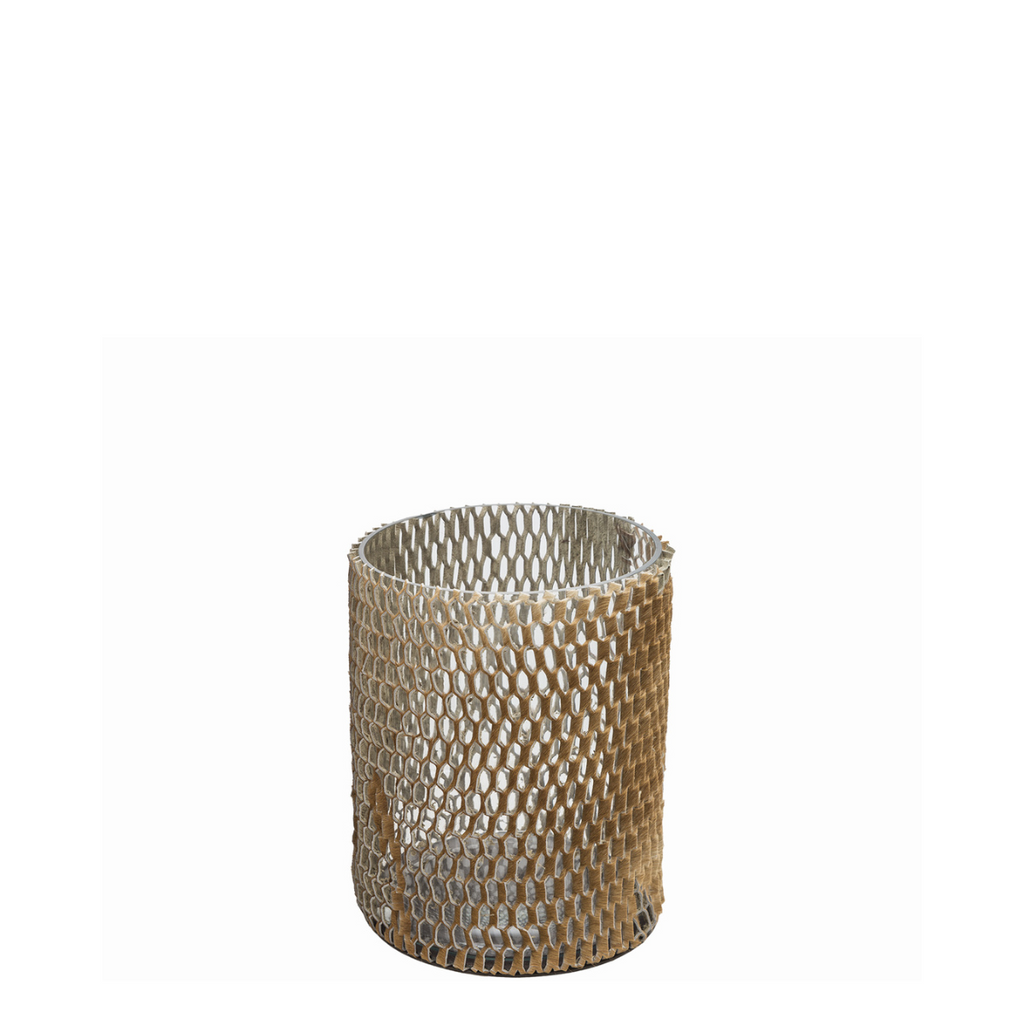 Glass and Leather Candle Holder