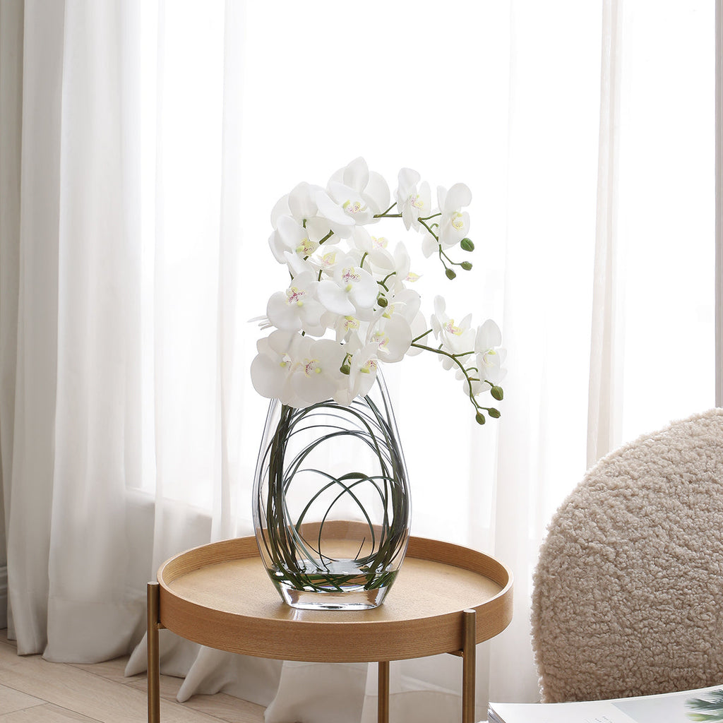 Artificial Orchid Arrangement with Vase and Beargrass 46cm