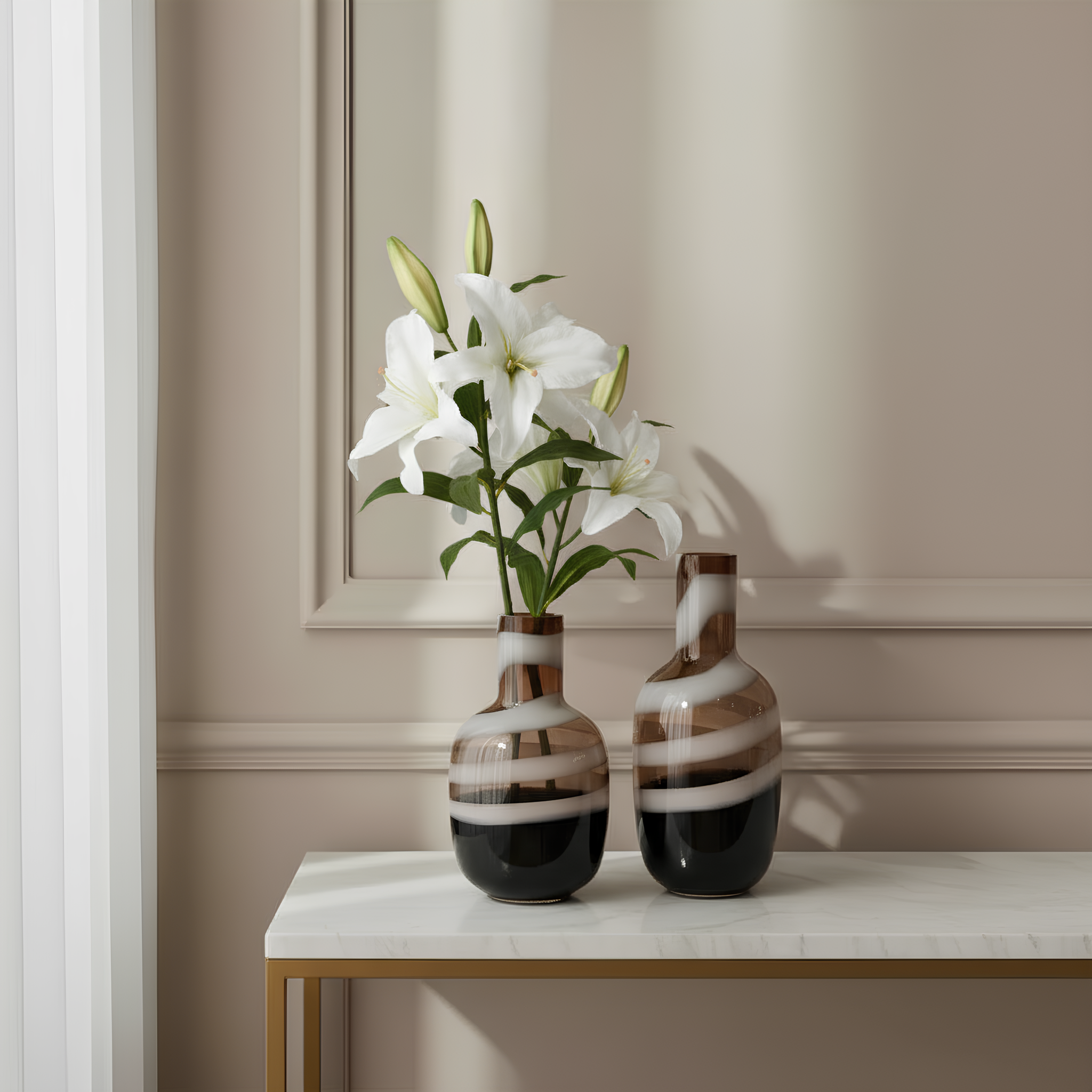 Spiral glass vase, 32 cm