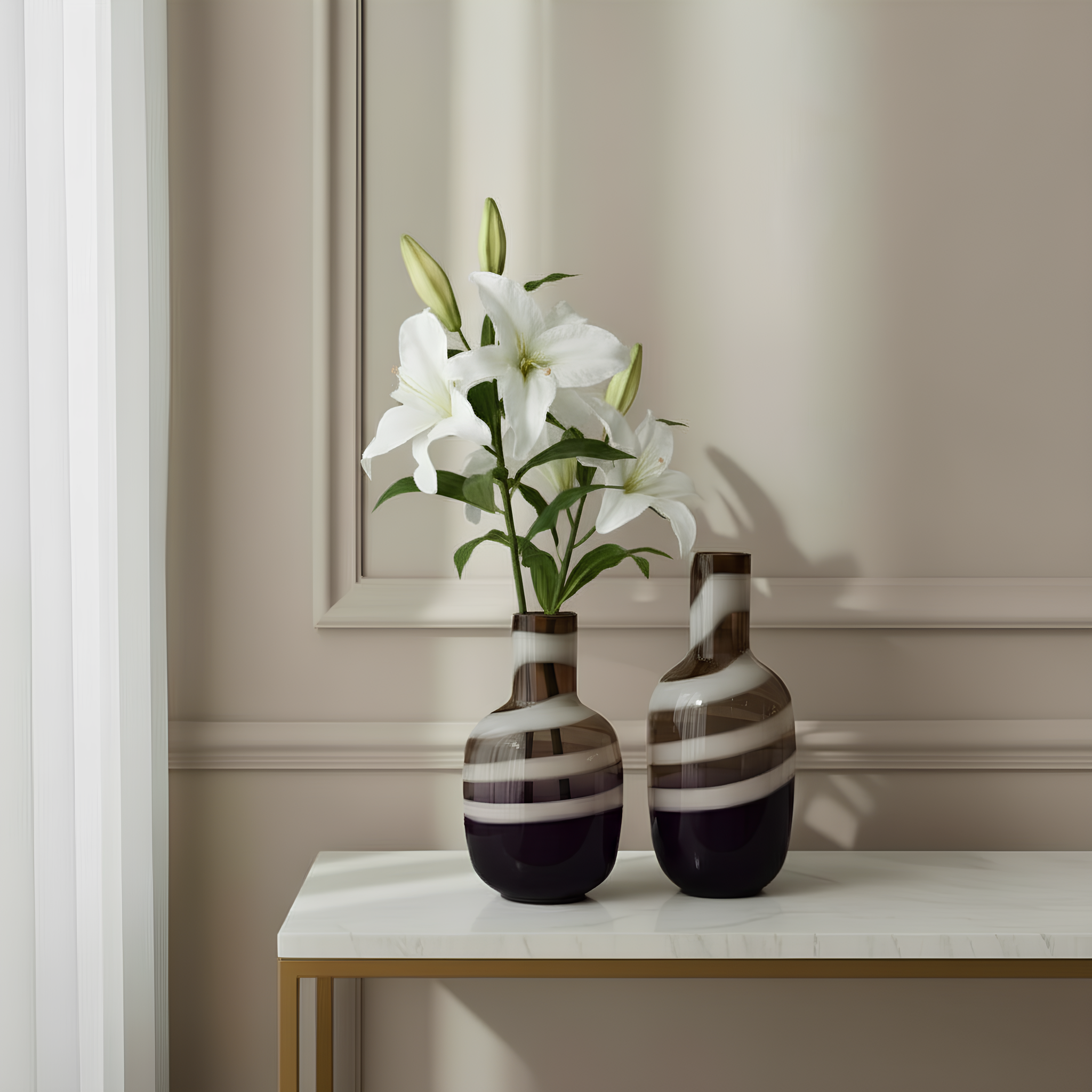 Spiral glass vase, 40 cm