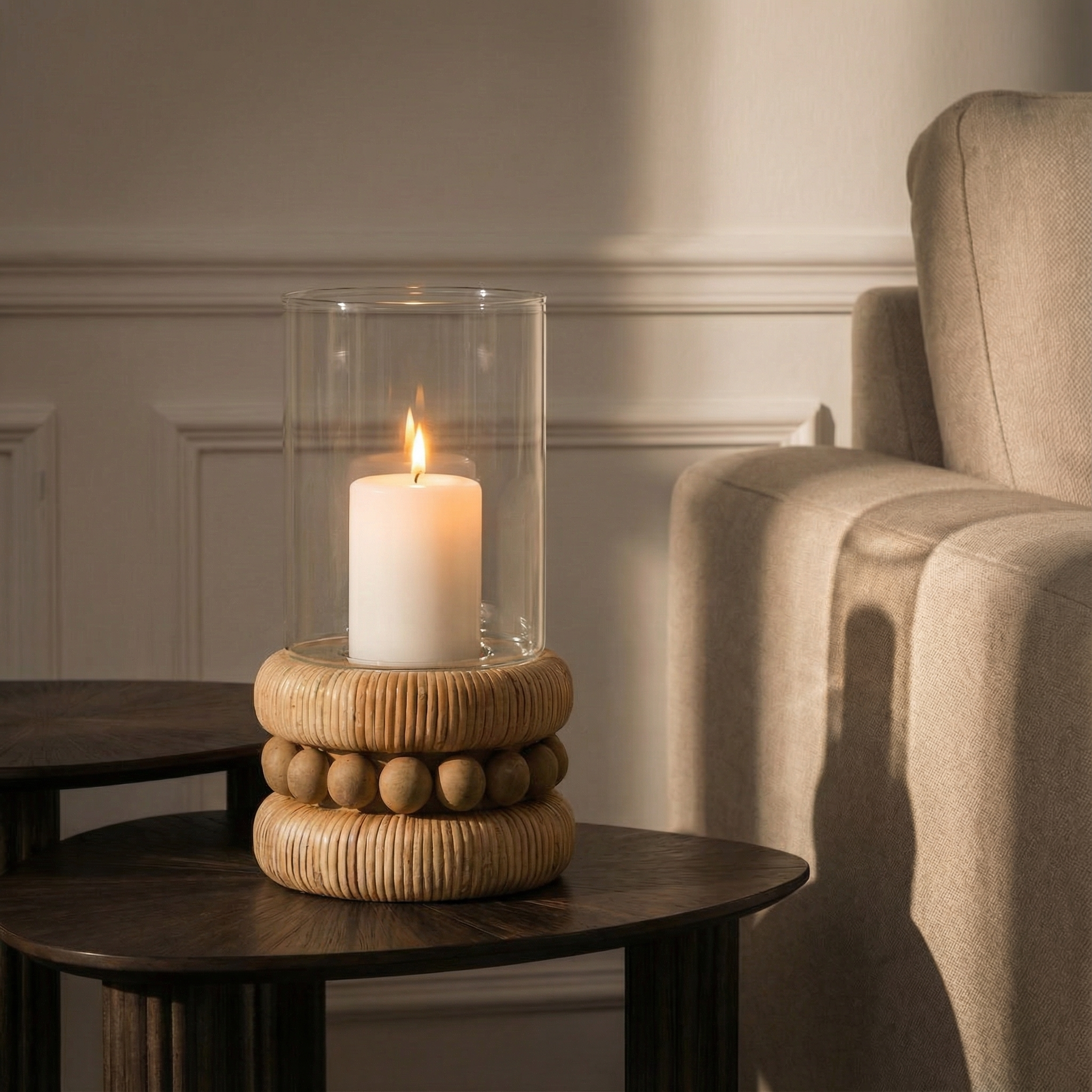 Perline rattan candle holder