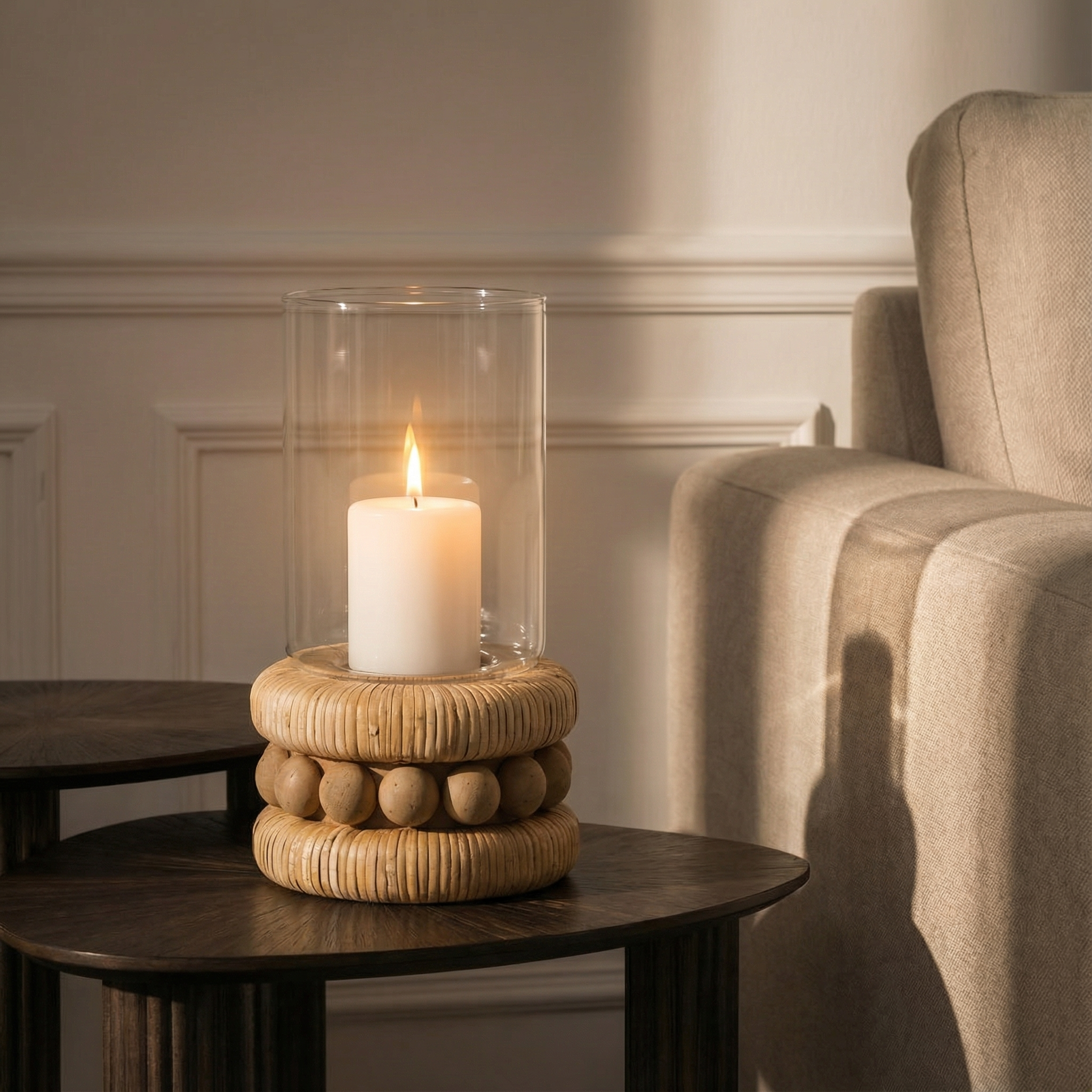 Perline rattan candle holder