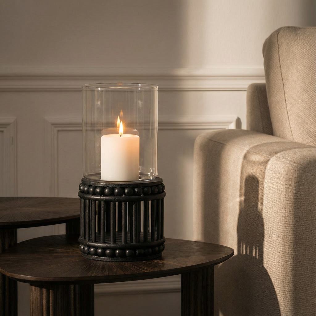 Perline wooden candle holder