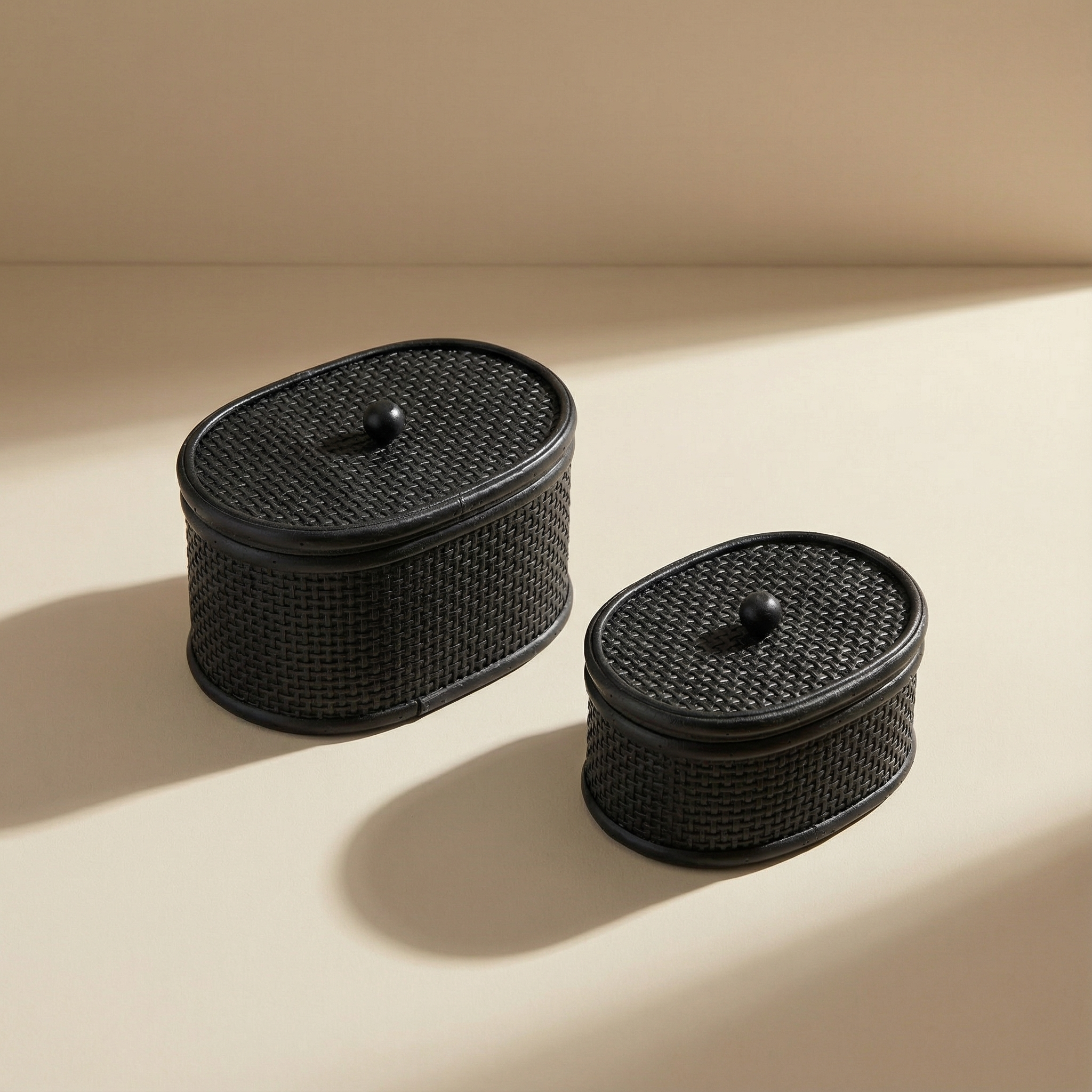 Mila oval rattan boxes
