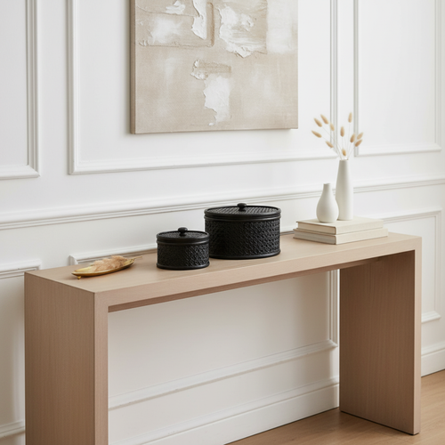 Mila round rattan boxes