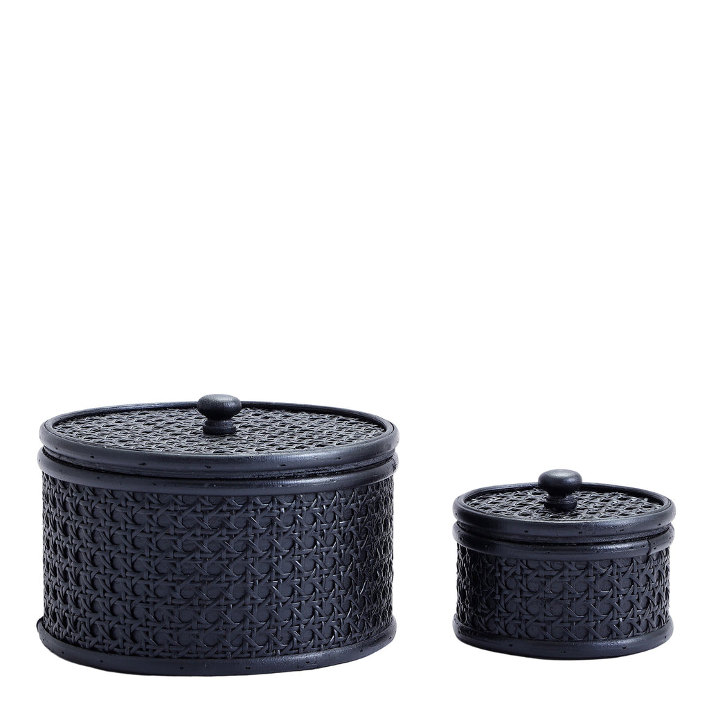 Mila round rattan boxes