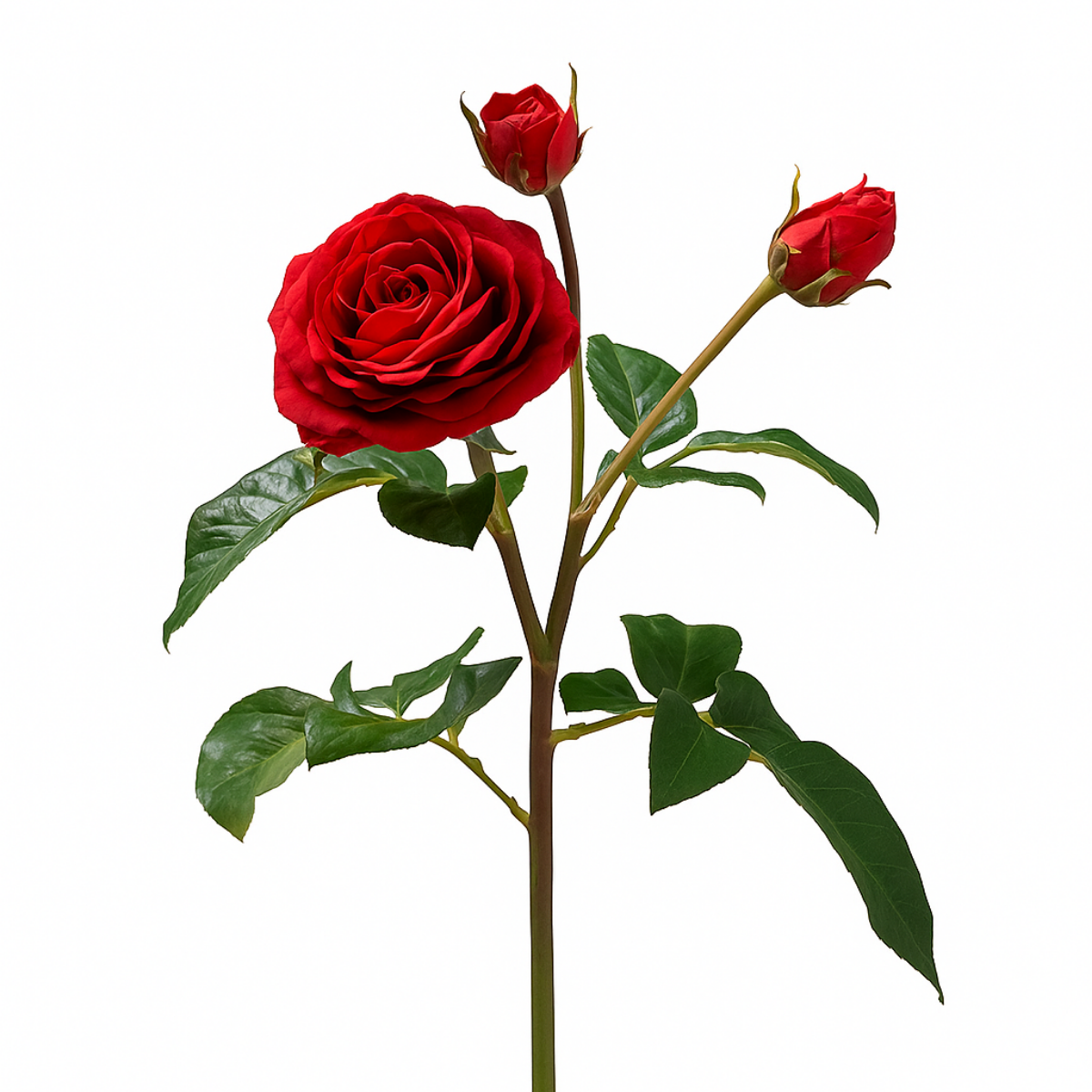 Open rose stem with premium buds, 55cm