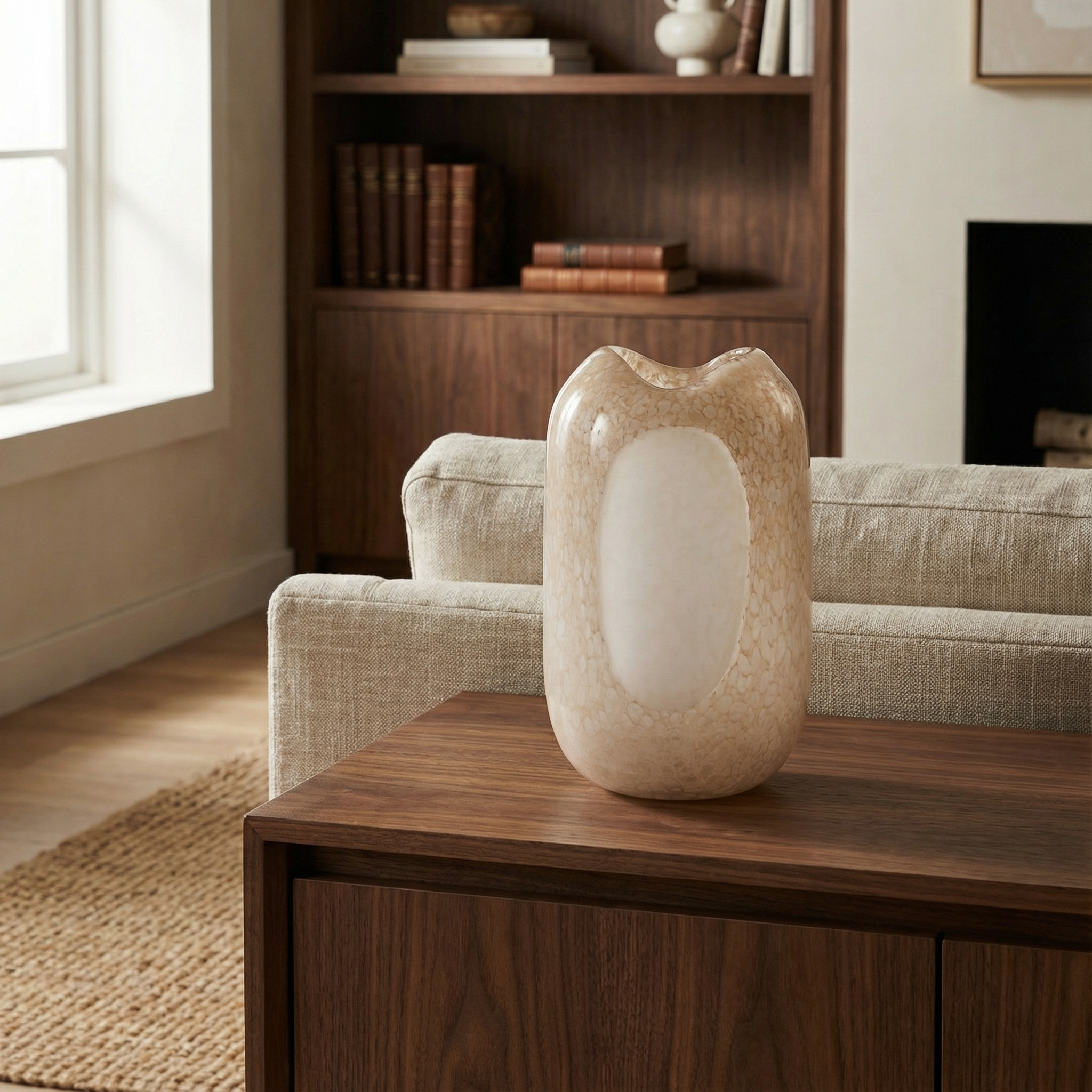 Opal blown glass vase, 32 cm