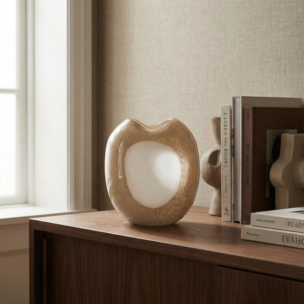 Opal blown glass vase, 22 cm