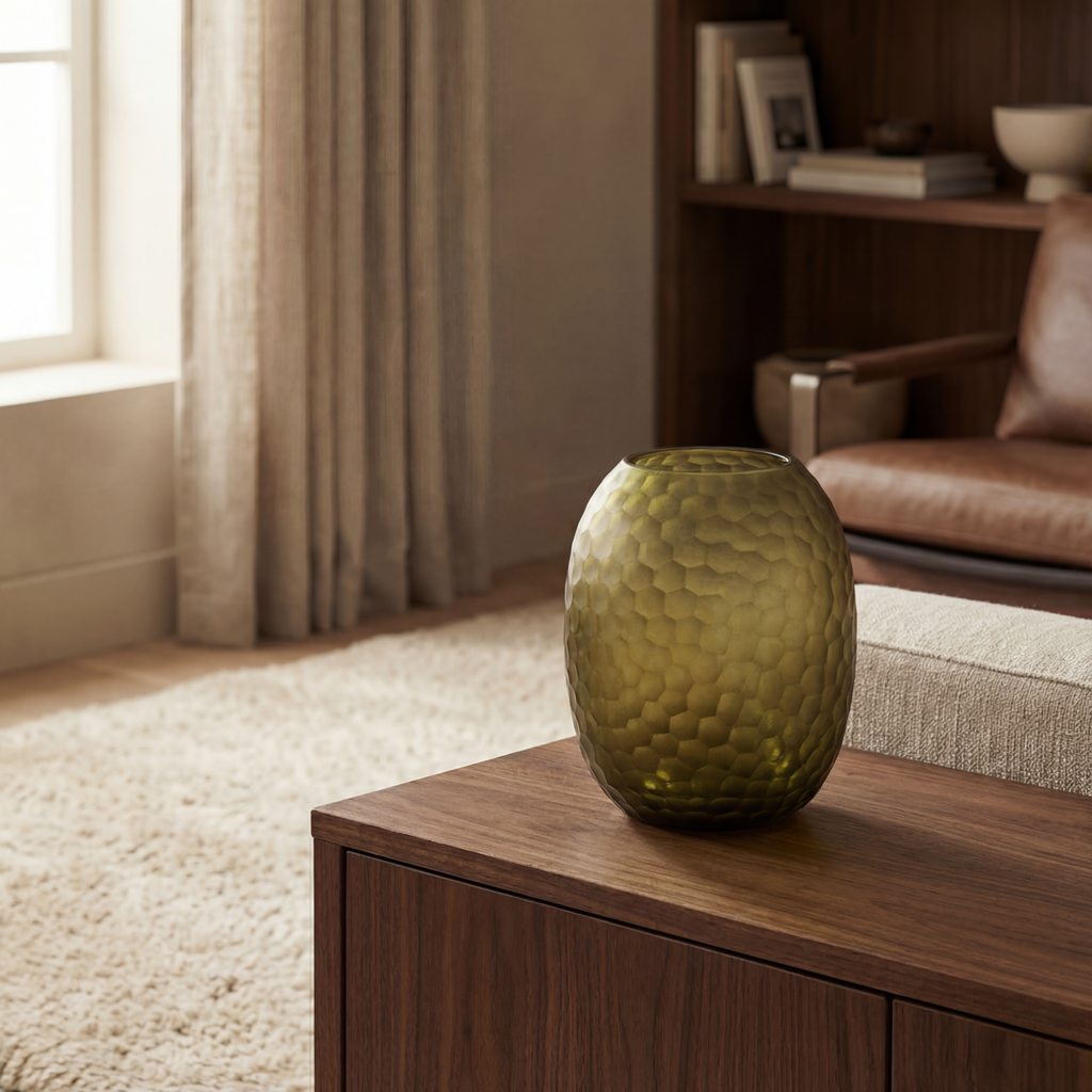 Gemma faceted blown glass vase, 25 cm