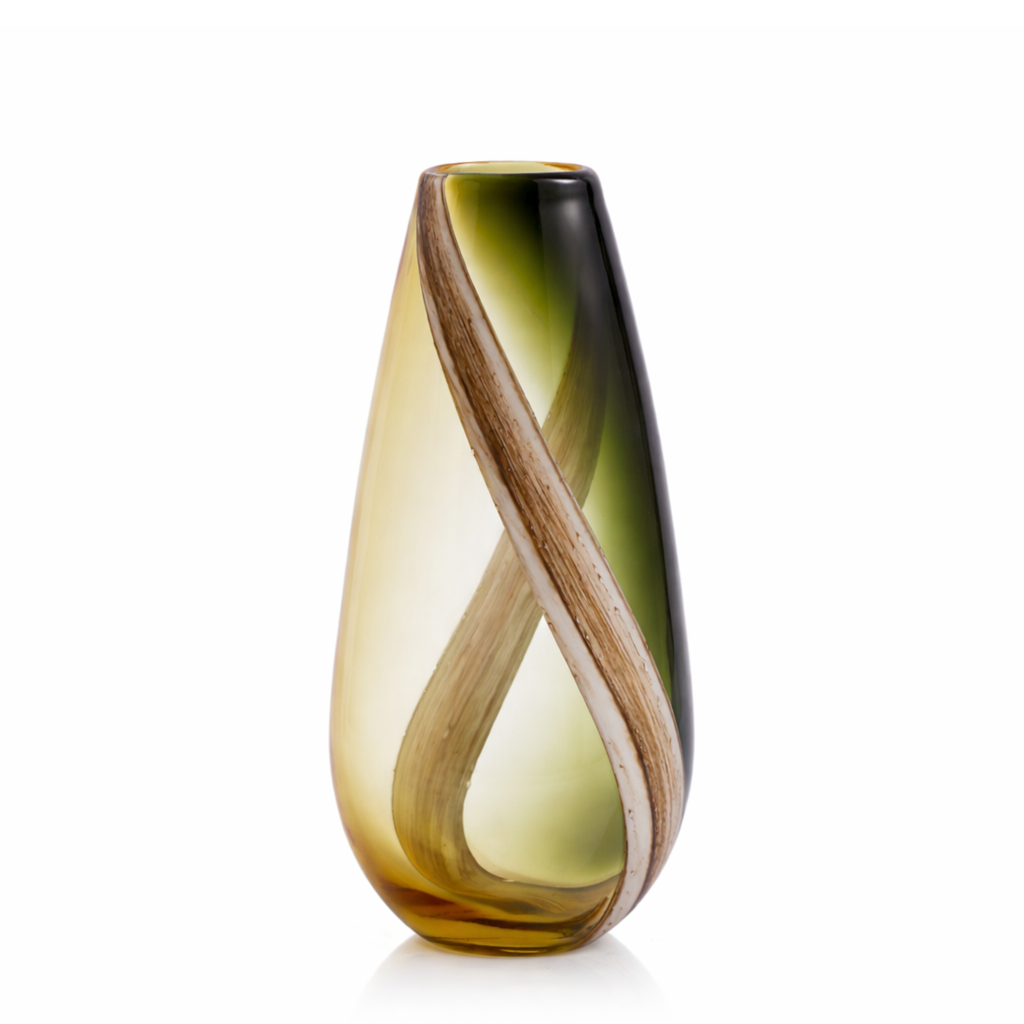 Olivine blown glass vase, 38 cm