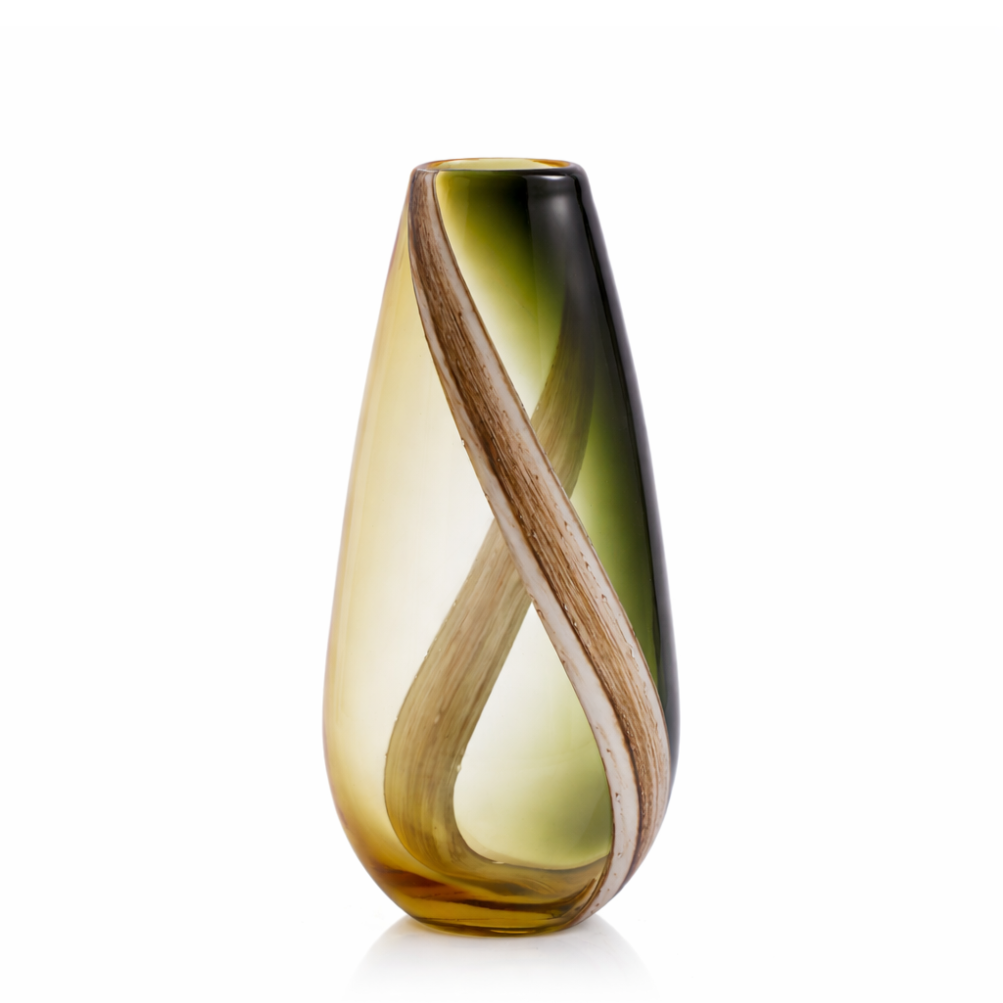 Olivine blown glass vase, 38 cm