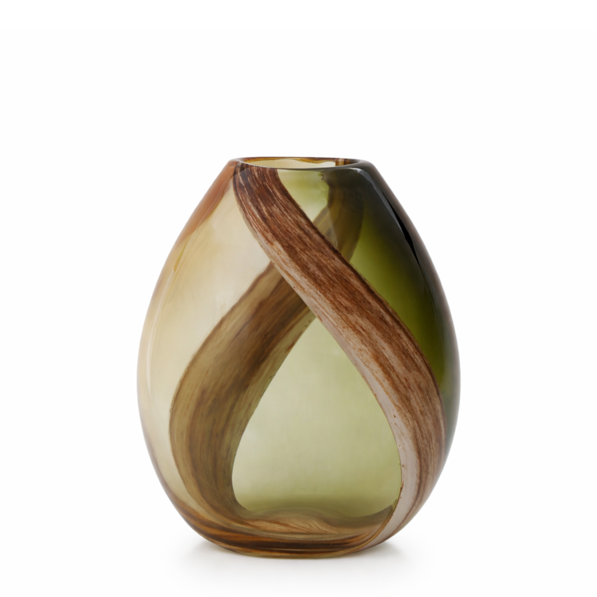 Olivine blown glass vase, 25 cm