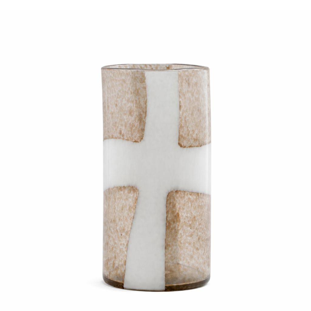 Mirage speckled blown glass vase, 39 cm