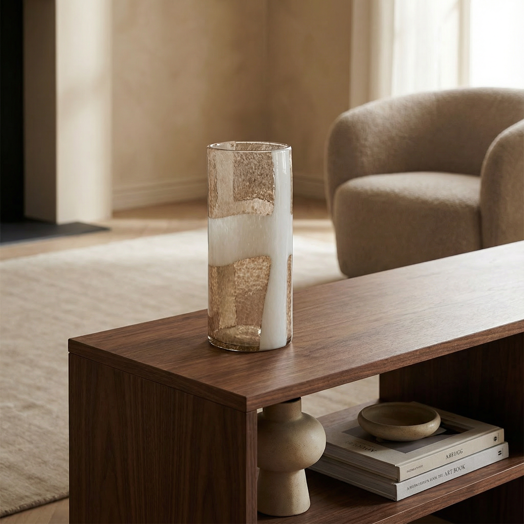 Mirage speckled blown glass vase, 39 cm